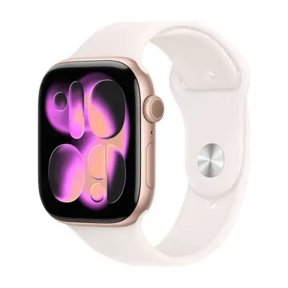 Apple Watch Series 11, 46 мм корпус из алюминия цвета «Rose Gold», ремешок Sport Band размера S/M цвета «Light Blush»