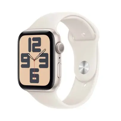 Apple Watch SE (2024), 44 мм корпус из алюминия цвета «Starlight», ремешок Sport Band размера M/L цвета «Starlight»