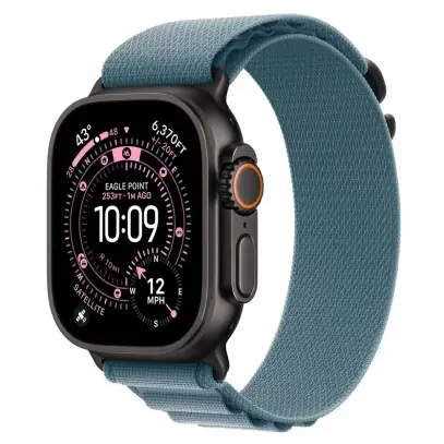 Apple Watch Ultra 3 (2025), 49 мм корпус из титана цвета «Black», ремешок Alpine Loop размера M цвета «Light Blue»