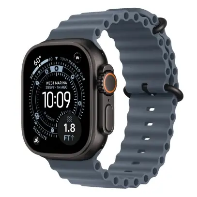 Apple Watch Ultra 3 (2025), 49 мм корпус из титана цвета «Black», ремешок Ocean Band цвета «Anchor Blue»