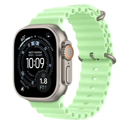 Apple Watch Ultra 3 (2025), 49 мм корпус из титана цвета «Natural», ремешок Ocean Band цвета «Neon Green»