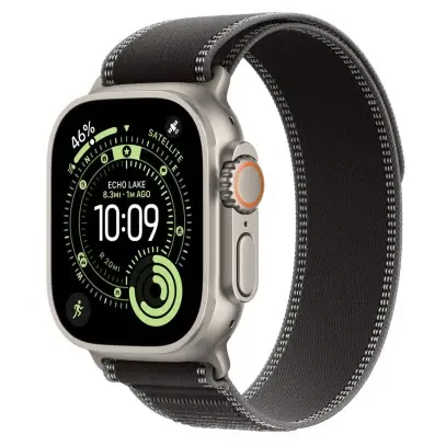 Apple Watch Ultra 3 (2025), 49 мм корпус из титана цвета «Natural», ремешок Trail Loop размера M/L цвета «Black/Charcoal»