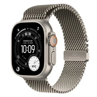 Apple Watch Ultra 3 (2025), 49 мм корпус из титана цвета «Natural», ремешок Titanium Milanese Loop размера M цвета «Natural»