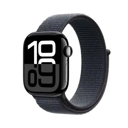 Apple Watch Series 10, 42 мм корпус из алюминия цвета «Jet Black», ремешок Sport Loop цвета «Ink»
