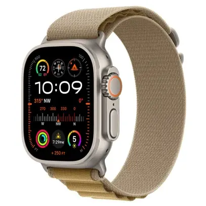 Apple Watch Ultra 2 (2024), 49 мм корпус из титана цвета «Natural», ремешок Alpine Loop размера M цвета «Tan»